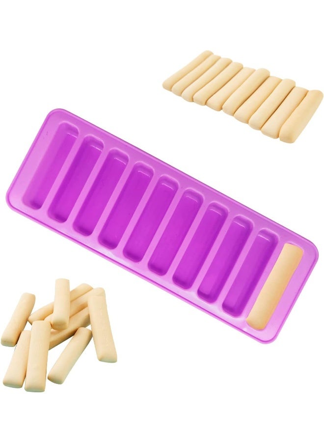 Bamutu Long Strips Silicone Mold Finger Shaped Cookie Molds 2 PCS-10 Cavity Chocolate Rectangular Cereal Bar Molds Ice Cube Tray Jelly Cake Candy Baking Tools - Image 3